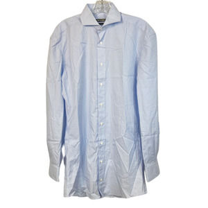 Indochino‎ Shirt Mens Sz M Blue Gingham Cotton Slim Fit Logo Button Up Collared